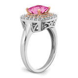 14K  Diamond and Created Pink Sapphire Ring