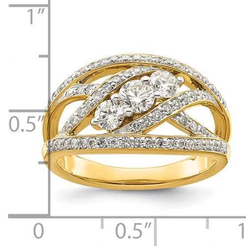 14k Fancy 3-stone Diamond Ring