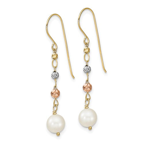 14K Two Tone D/C Freshwater Cultured Pearls Dangle Earri – RAZA