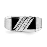 14k  Onyx and Diamond Mens Ring