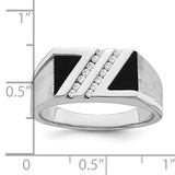 14k  Onyx and Diamond Mens Ring