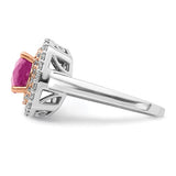 14K  Diamond and Created Pink Sapphire Ring